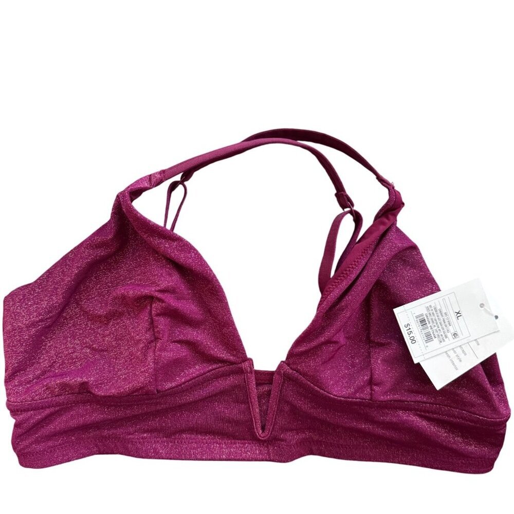 Auden Sparkly V-Neck Metallic Bralette XL NEW NWT
